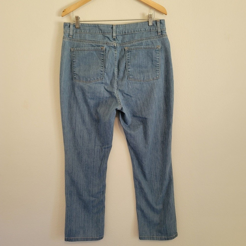 L.L. Bean Womens Straight Jeans Size 14 Petite Light Blue Wash Denim Classic Fit - Picture 9 of 13
